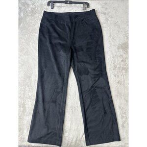 Soft Surroundings Black Velour Pull On Pants Women XL Stretch Lounge